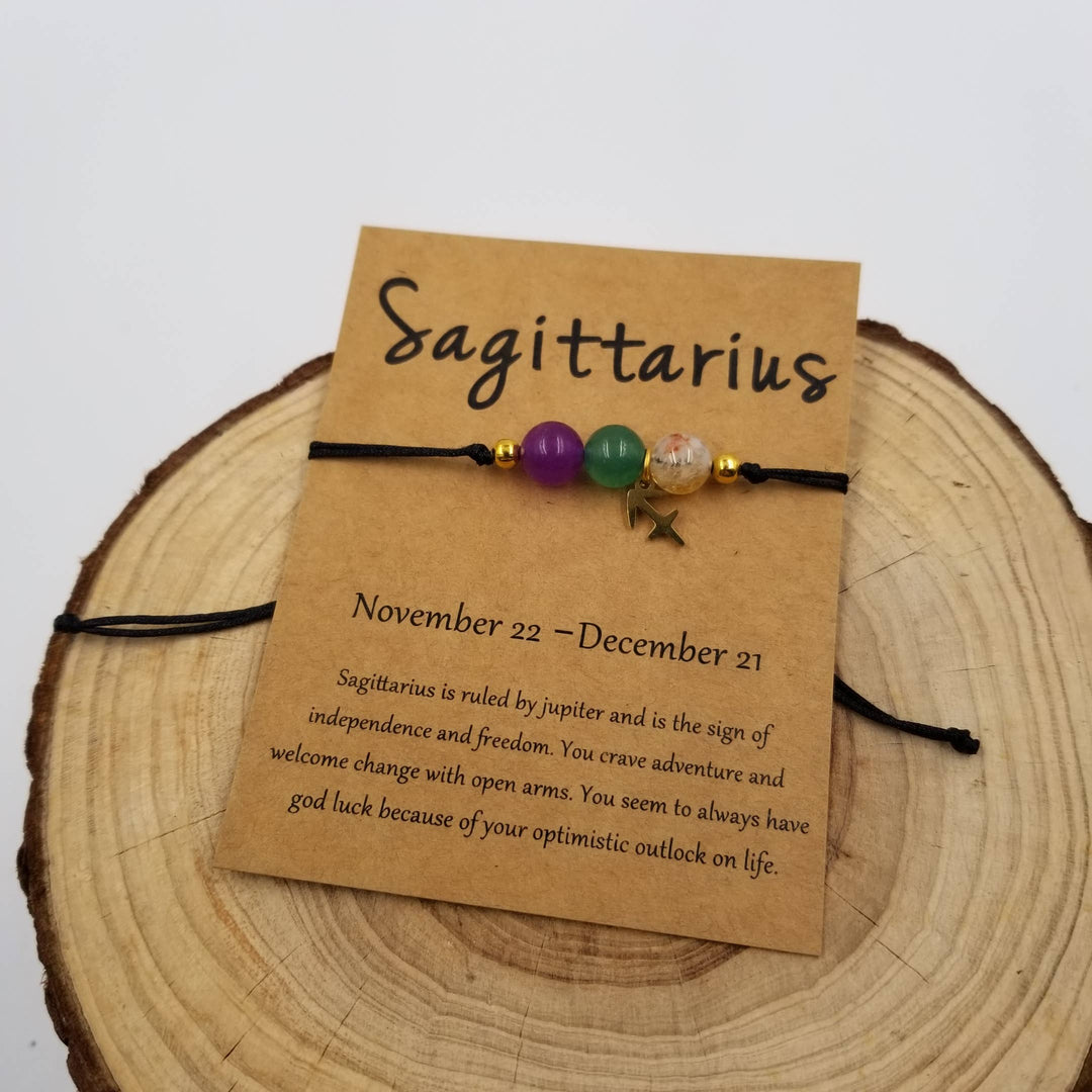 Chakra Zodiac Bracelet with charm and card for every sun sign