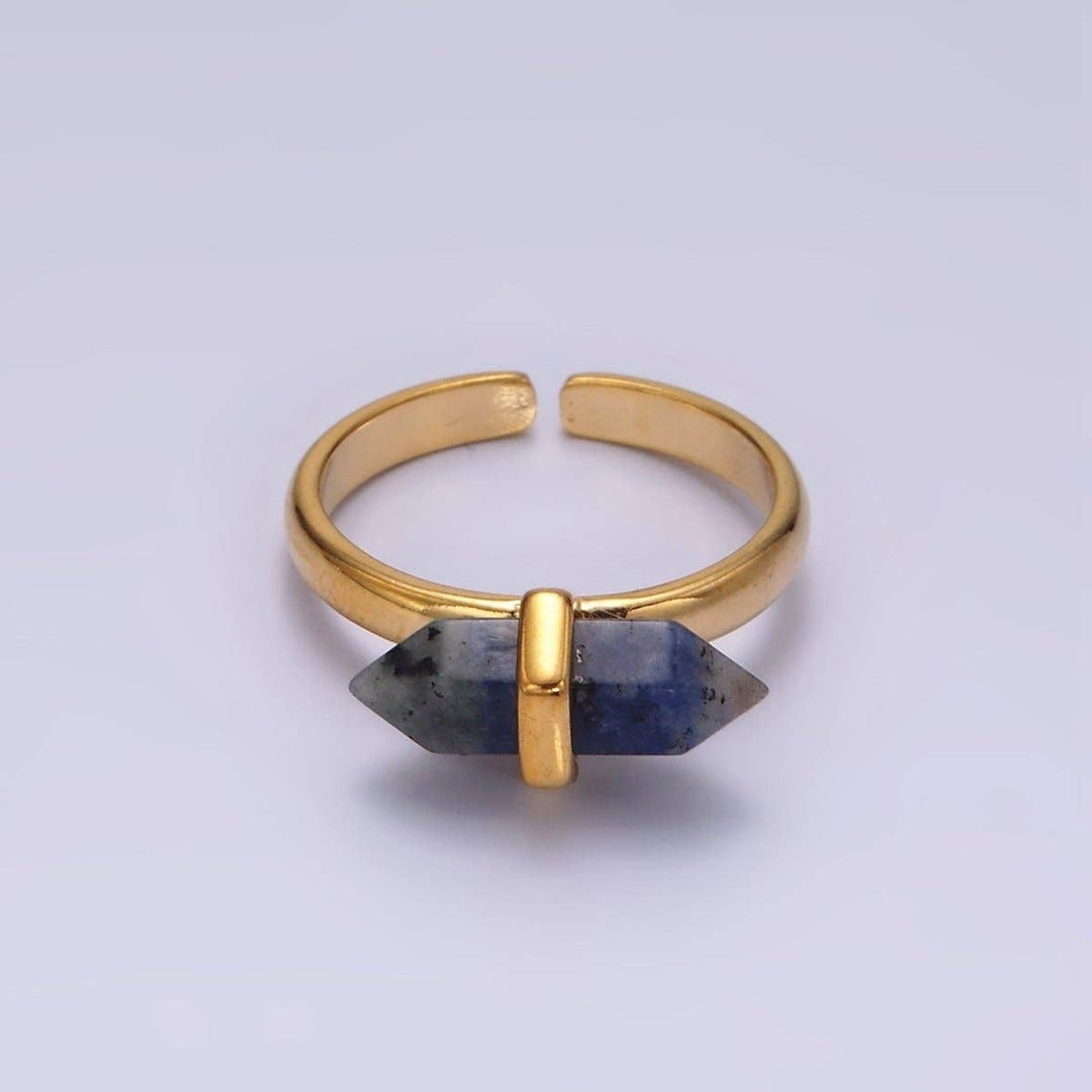Gemstone Wand Ring 14K gold filled boho crystal stackable ring natural stone jewelry