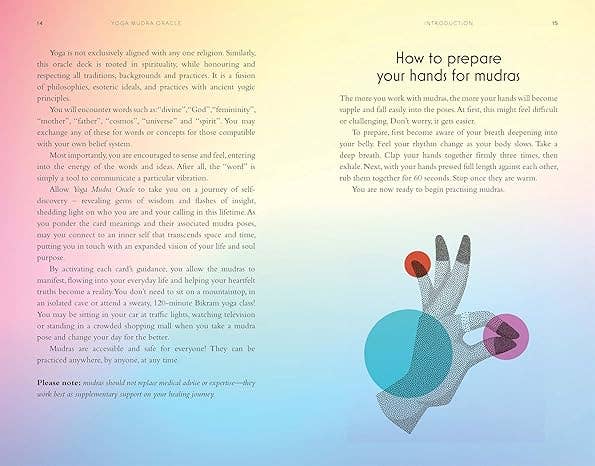 Yoga Mudra Oracle Book &amp; Card Deck with 44 cards for mindful meditation practice