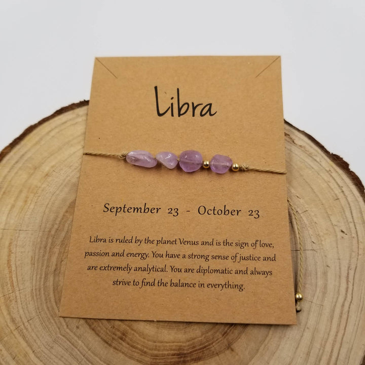 Natural stone handwoven constellation bracelet for Taurus with celestial gift card