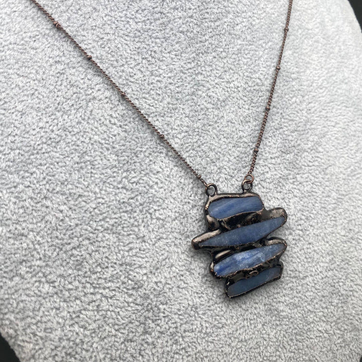 Vintage 4 Kyanite Stone Pendant Necklace