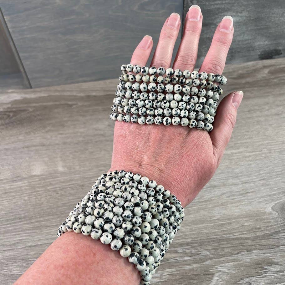 Healing crystal bracelets 6mm round natural gemstone stretch stackable boho coastal jewelry