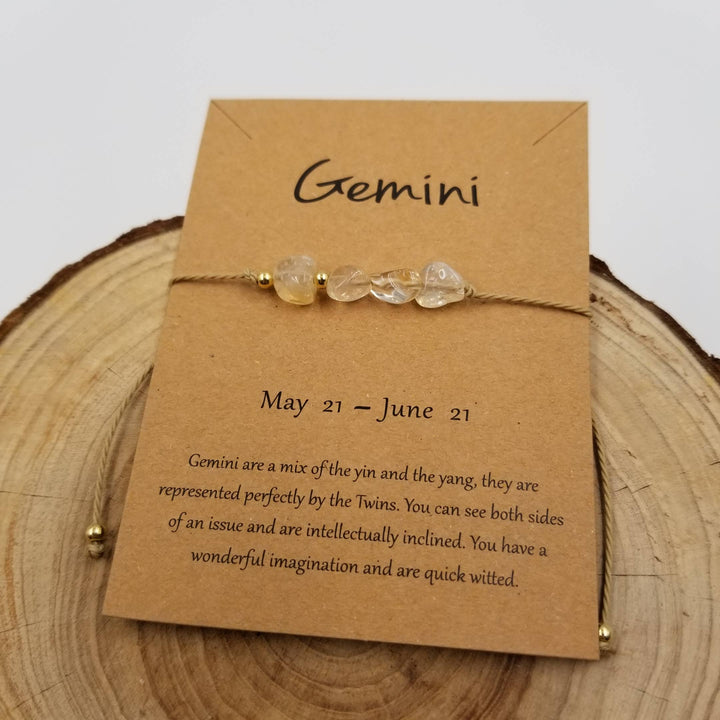 Natural stone handwoven Taurus constellation bracelet with card from Anchored Soul boutique