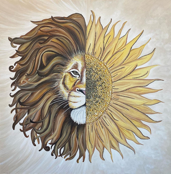 LIMITED EDITION Lion/Sunflower PRINT image 0