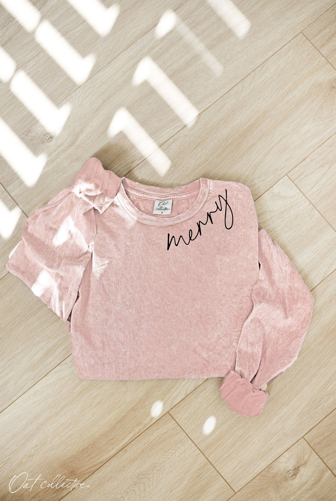 MERRY mineral washed long sleeve graphic tee in relaxed boho coastal style