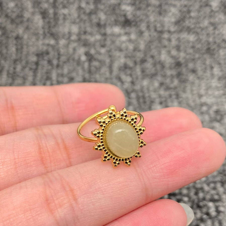 Healing Crystal 18K Gold Plated S.Steel Adjustable Ring