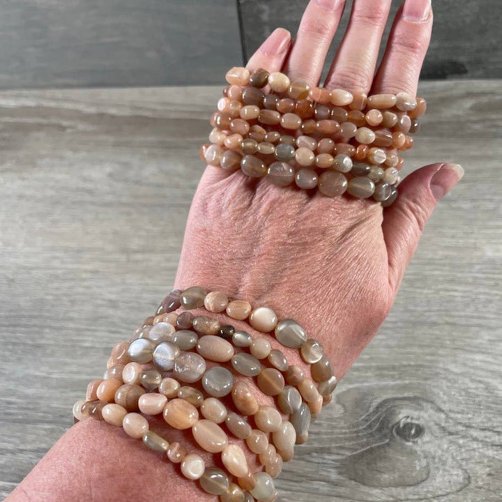 Healing crystal bracelets with natural nugget gemstones for boho spiritual jewelry lovers