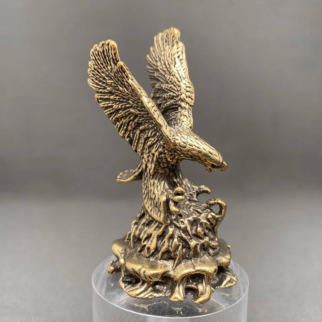 Brass eagle spreading its wings desktop ornament handcrafted boho spiritual decor piece