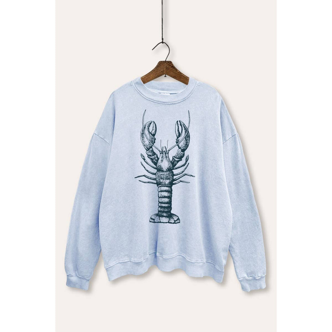 Fresh Lobster Coastal Graphic Mineral Wash Sweatshirt