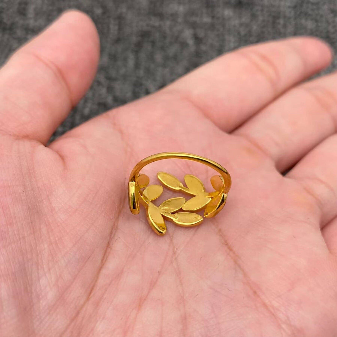 Abalone Shell Leaf Ring in 18k gold plated stainless steel with iridescent coastal shimmer