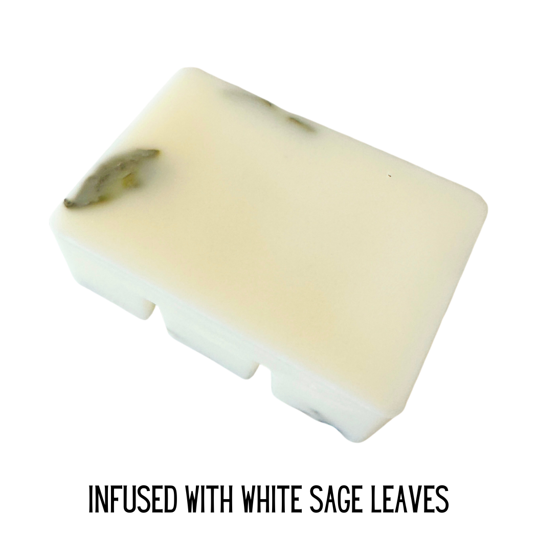 Wax Melts Infused with Real Crystals and White Sage Leaves
