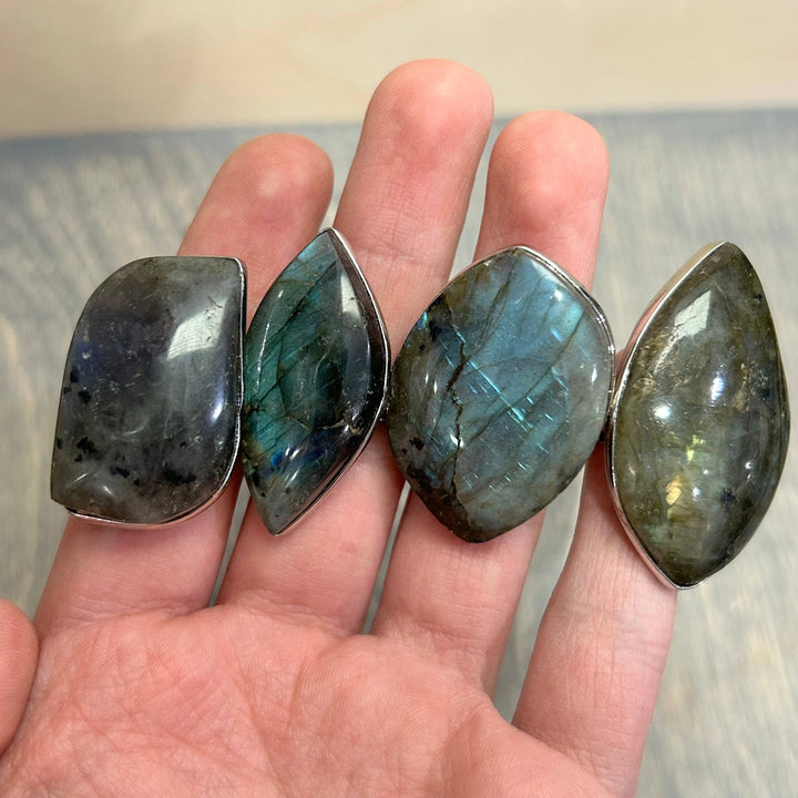 Adjustable Labradorite Ring with iridescent shimmer boho crystal jewelry for spiritual souls