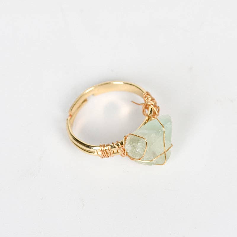 Natural Rough Healing Crystal Copper Wire Ring