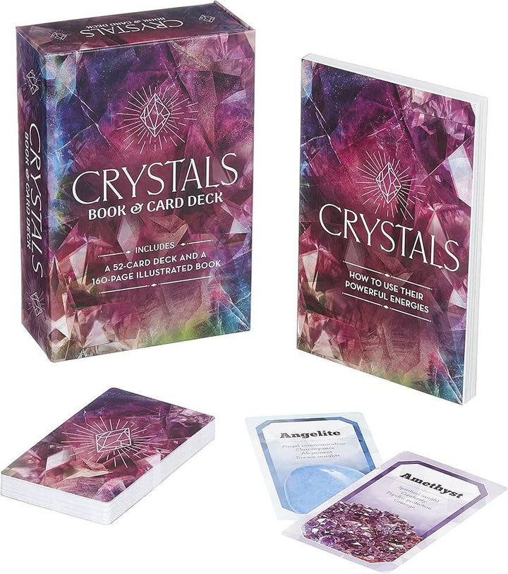 Crystals Book and Card Deck 52-card set for chakra meditation and mindful gifting