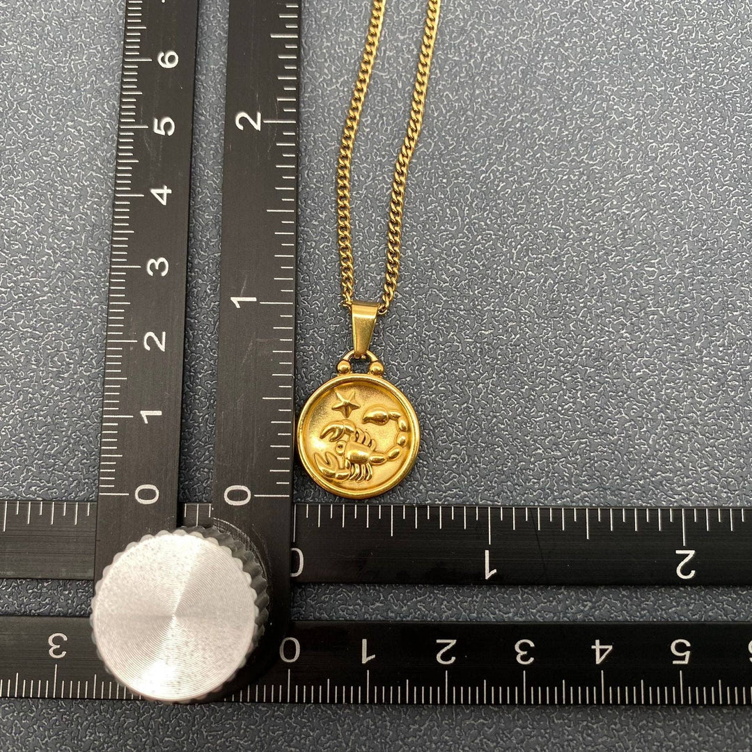 Coin Zodiac 18K Gold Plated SS Necklace