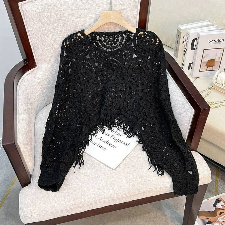 Vintage Hollow Knit Batwing Sweater in an airy open knit coastal boho style