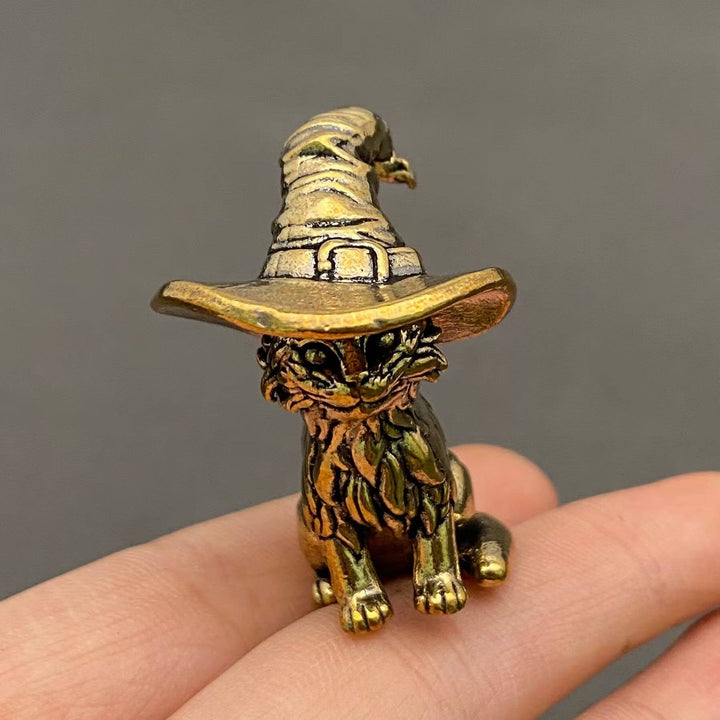 Brass Magic Cat Desktop Ornament bringing prosperity and good fortune to your sacred space