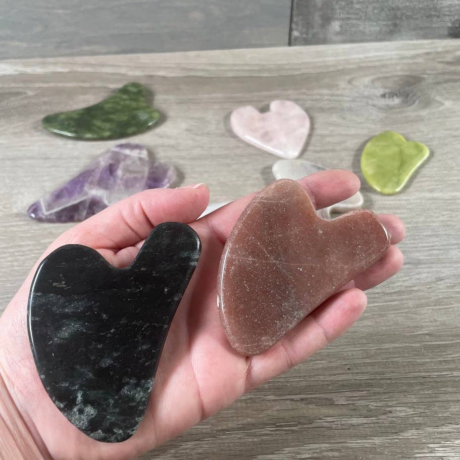 Crystal Gua Sha Facial Massager for holistic skincare rituals and coastal boho wellness