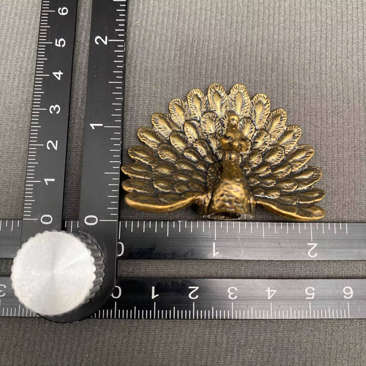 Peacock Spreading Tail Brass Desktop Ornament symbolizing confidence for boho altar decor