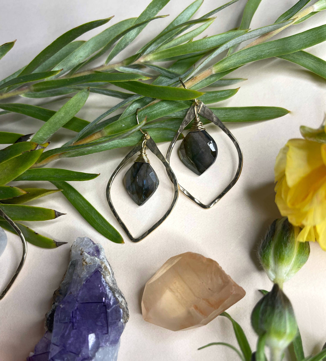 Moonstone Mini Petal Earrings
