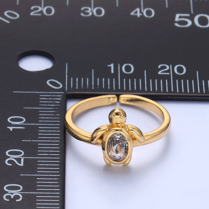 24K gold filled baby turtle animal ring with adjustable boho coastal design
