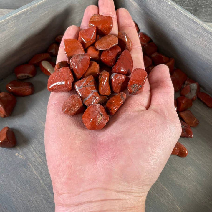 Red Jasper Tumbled Stones bulk lot for grounding crystal healing and altar decor