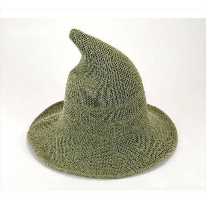 Knitted Wool Witch Hat with boho coastal charm for autumn festival season