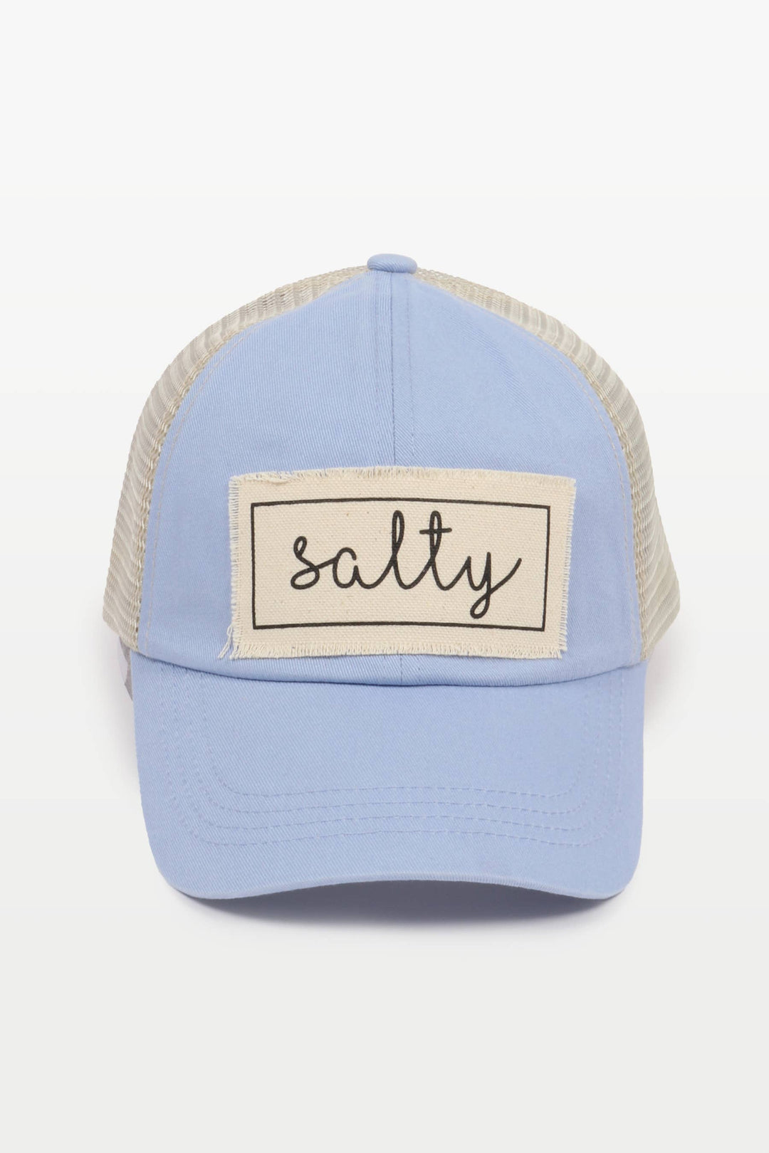 Salty Canvas Patch Mesh Back Baseball Cap for coastal boho beach lovers