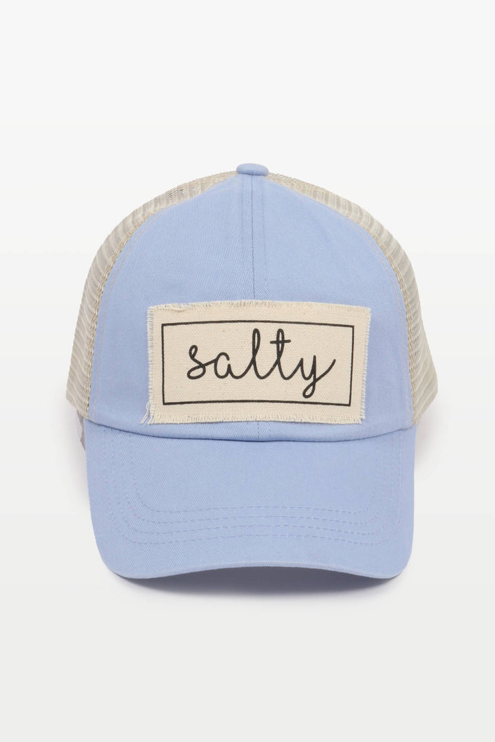 Salty Canvas Patch Mesh Back Baseball Cap for coastal boho beach lovers
