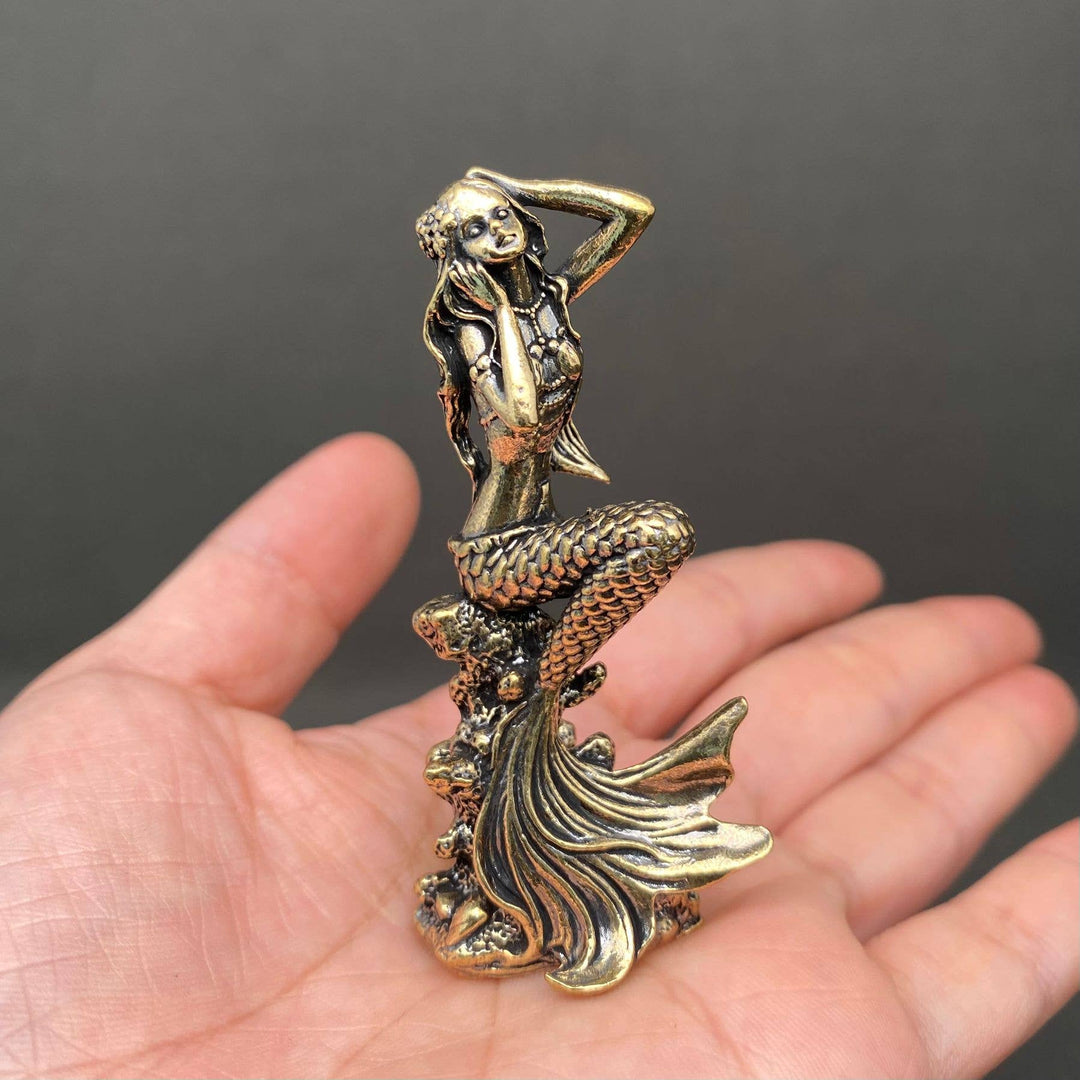Brass mermaid decoration desktop ornament embodying feminine energy and coastal bohemian spirit