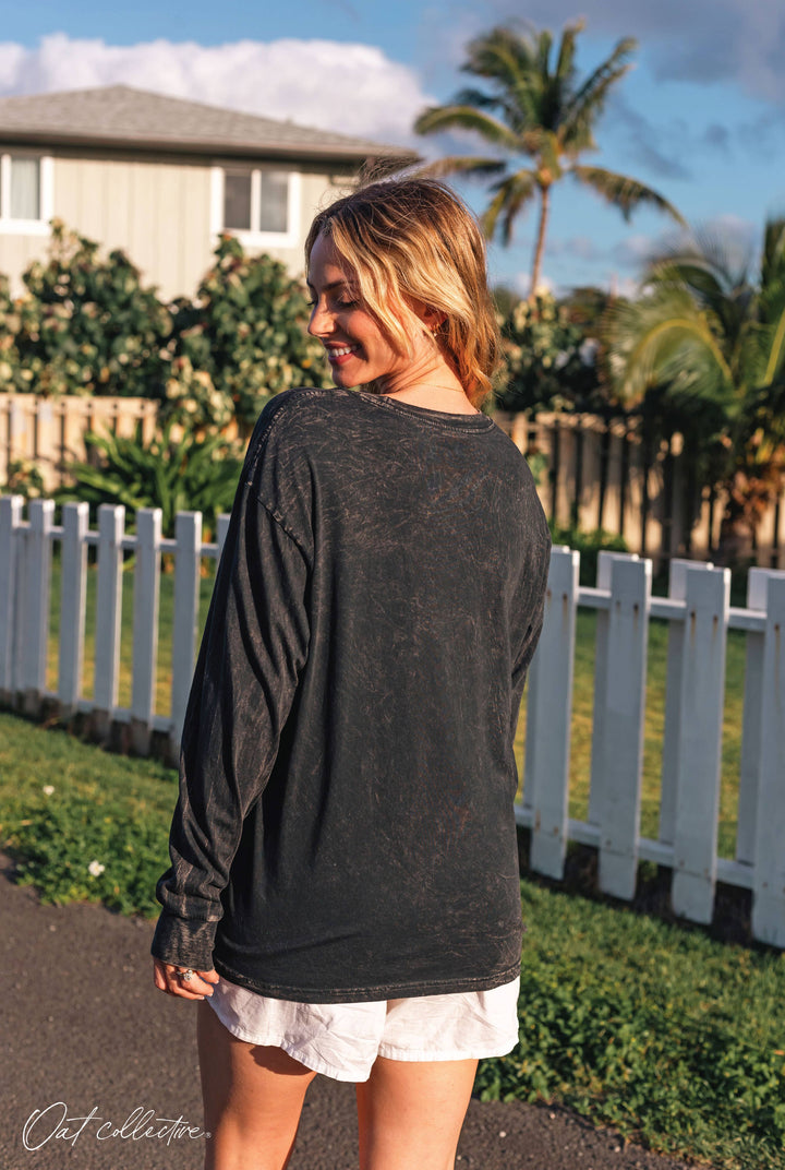 Boat Life Puff Mineral Washed Long Sleeve Graphic Tee boxy coastal boho style