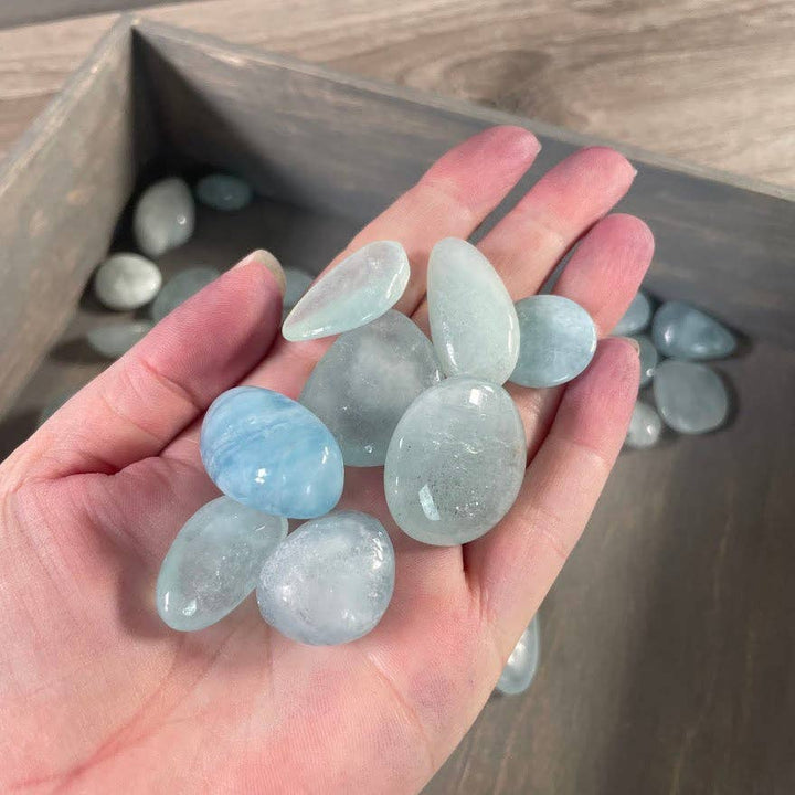 Aquamarine Tumbled Stones in Bulk - Sold by the Pound