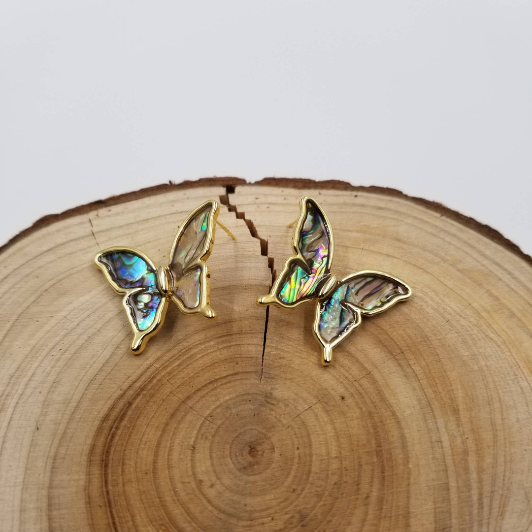 Natural Shell Butterfly Earrings handcrafted iridescent coastal boho jewelry for free spirits