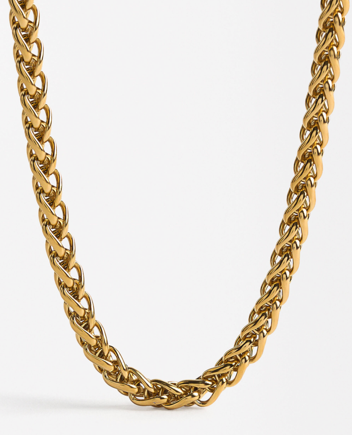 Rope Spiga Necklace Stainless Steel  14K Gold. Waterproof