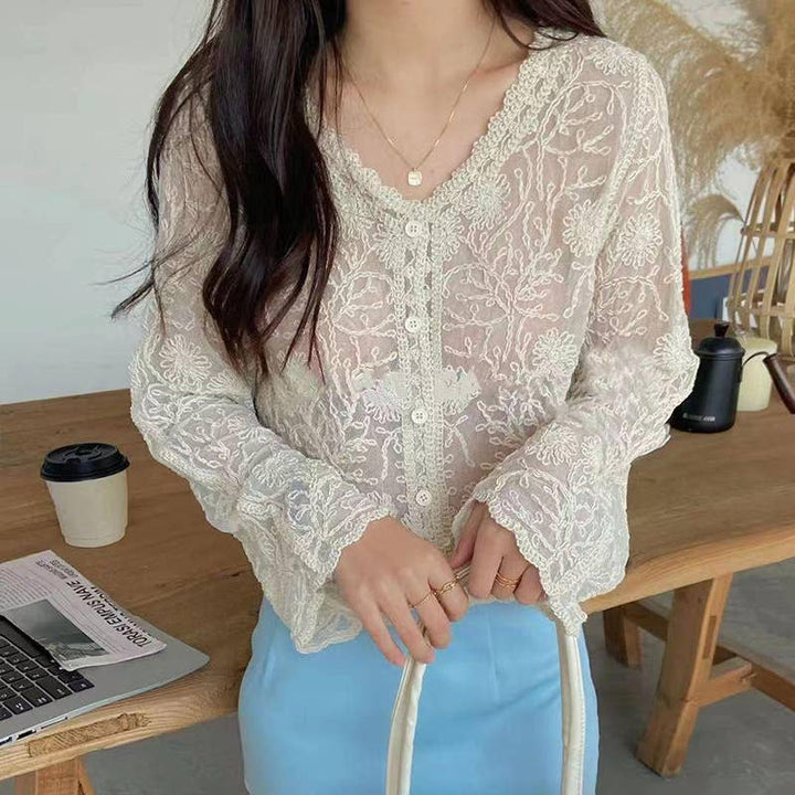 Crochet Lace Long Sleeve Blouse