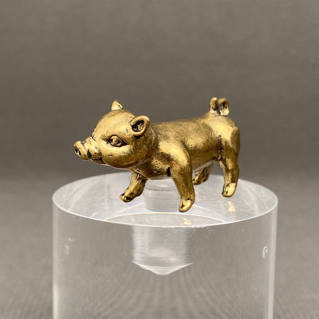 Brass Piglet Decoration Desktop Ornament symbolizing abundance prosperity and handcrafted boho charm