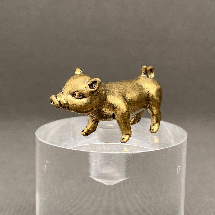 Brass Piglet Decoration Desktop Ornament symbolizing abundance prosperity and handcrafted boho charm