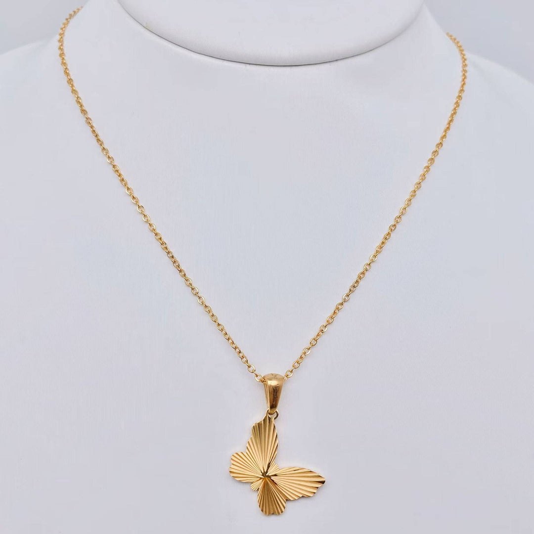 Gold Plated Stainless Steel Butterfly Pendant Necklace