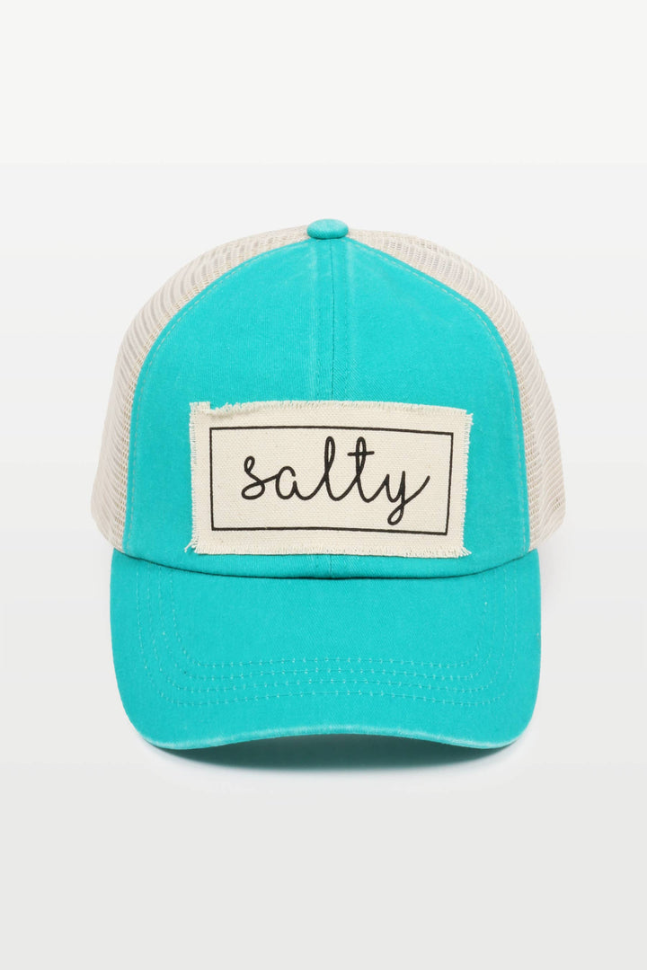 Salty Canvas Patch Mesh Back Baseball Cap for coastal boho beach days