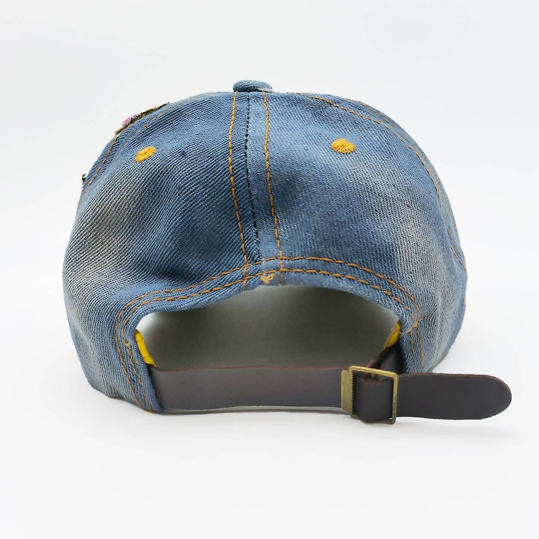 Denim Rhinestone Baseball Cap