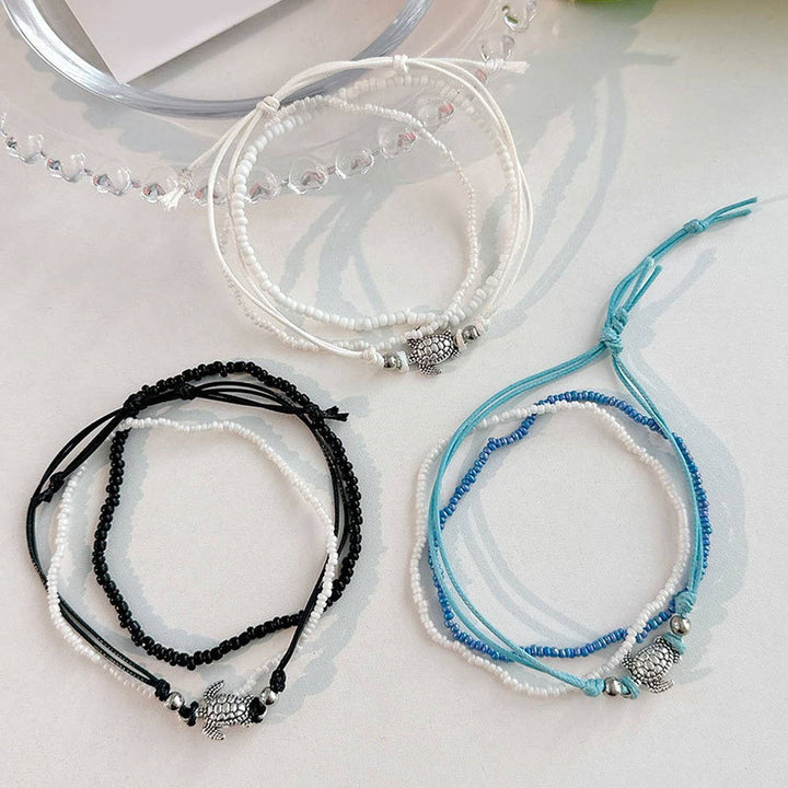 Turtle Beaded Anklet Set- Vintage Design