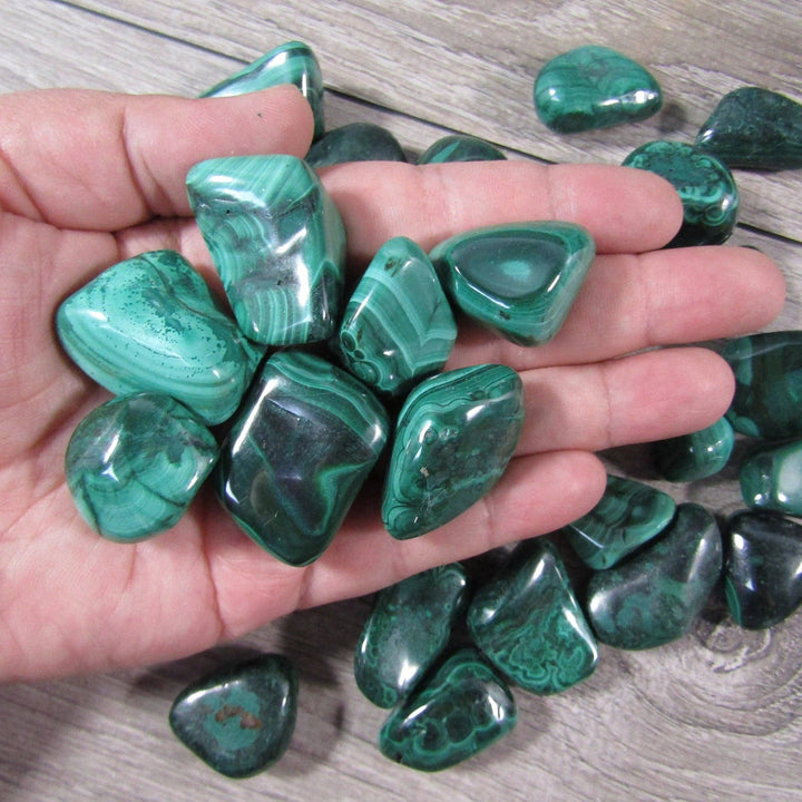Malachite Tumbled Stones one pound bulk crystals for heart chakra healing
