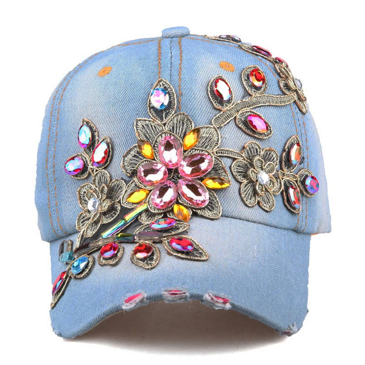 Denim Rhinestone Baseball Cap