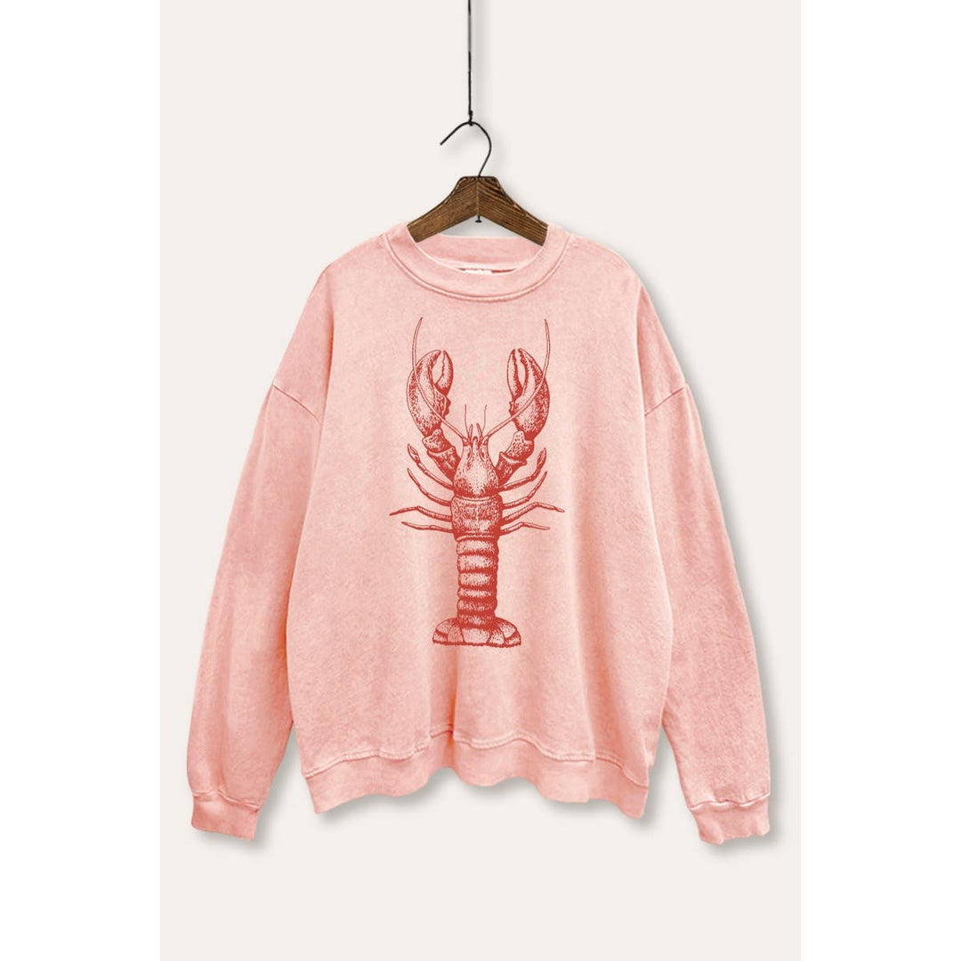 Fresh Lobster Coastal Graphic Mineral Wash Sweatshirt