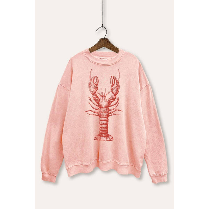 Fresh Lobster Coastal Graphic Mineral Wash Sweatshirt