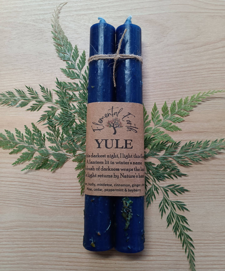 Yule Ritual candles 7 inch beeswax Christmas candles two pack for winter solstice