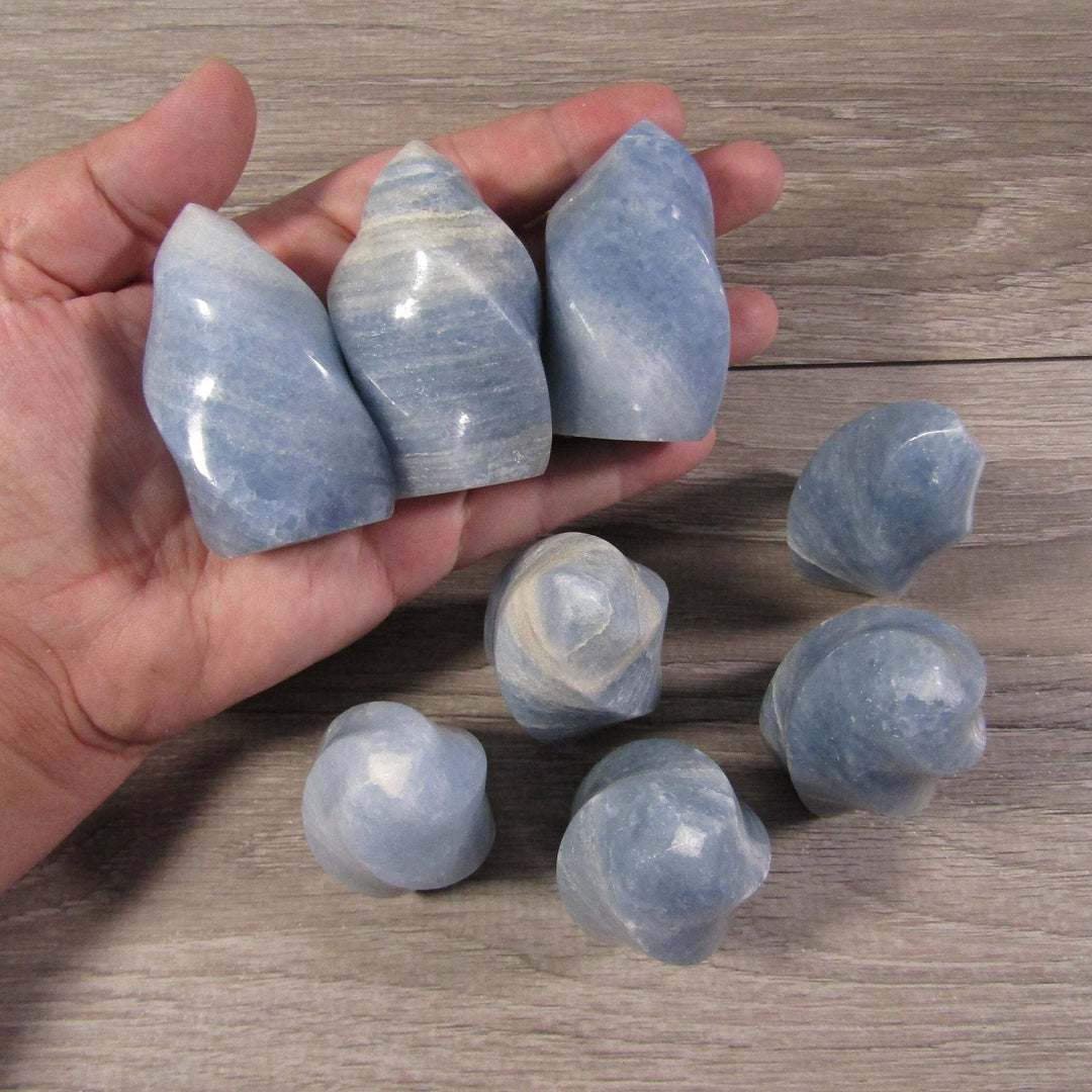 Blue Calcite Flame - Polished Crystal