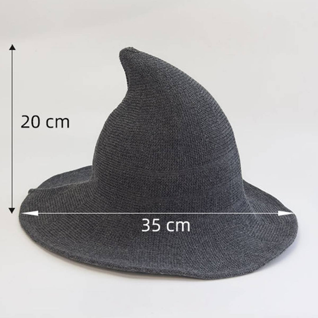 Foldable Knit Witch Hat in whimsical boho style perfect for Halloween and beyond