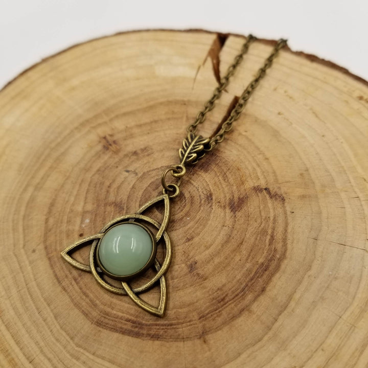 Natural Stone Bronze Triangle Necklace