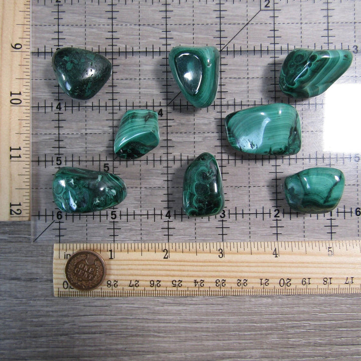 Malachite Tumbled Stones one pound bulk crystals for heart chakra healing